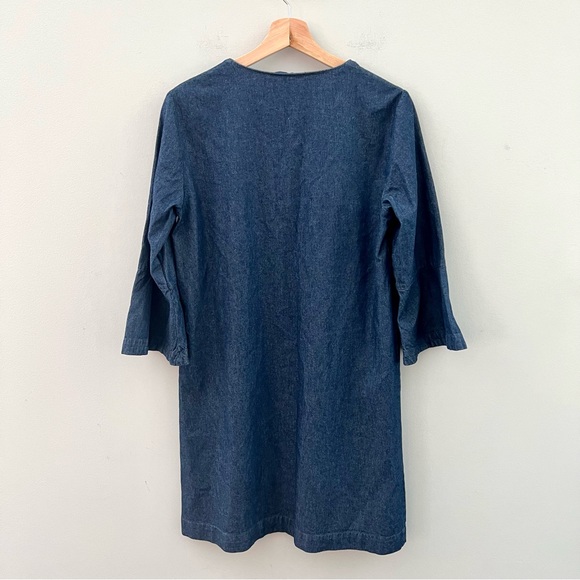 Draper James V-Neck Shift Dress in Chambray Blue Size Small - Picture 3 of 5